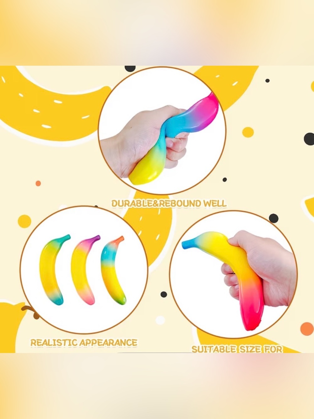 Rainbow GradientMystery Banana Stress Toy - Colorful Squeeze Fidget